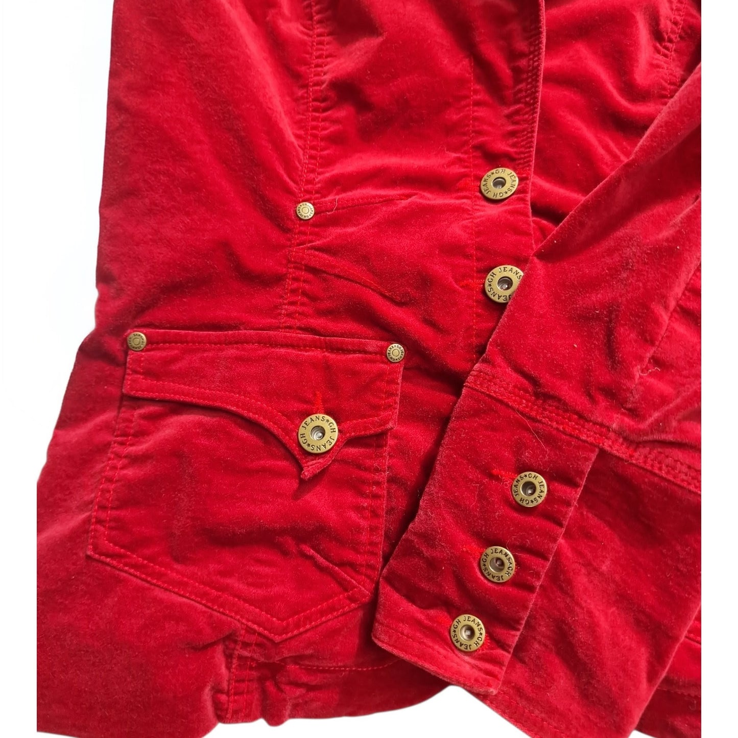 Vintage rød velourjakke str M