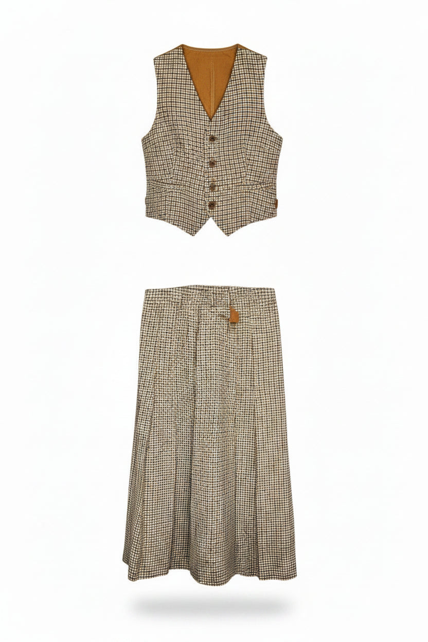 Vintage pepitamønster drakt str M