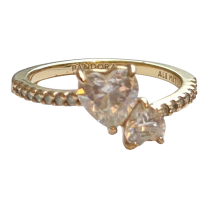 Pandora double heart sparkling ring str 9