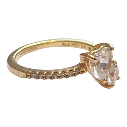 Pandora double heart sparkling ring str 9