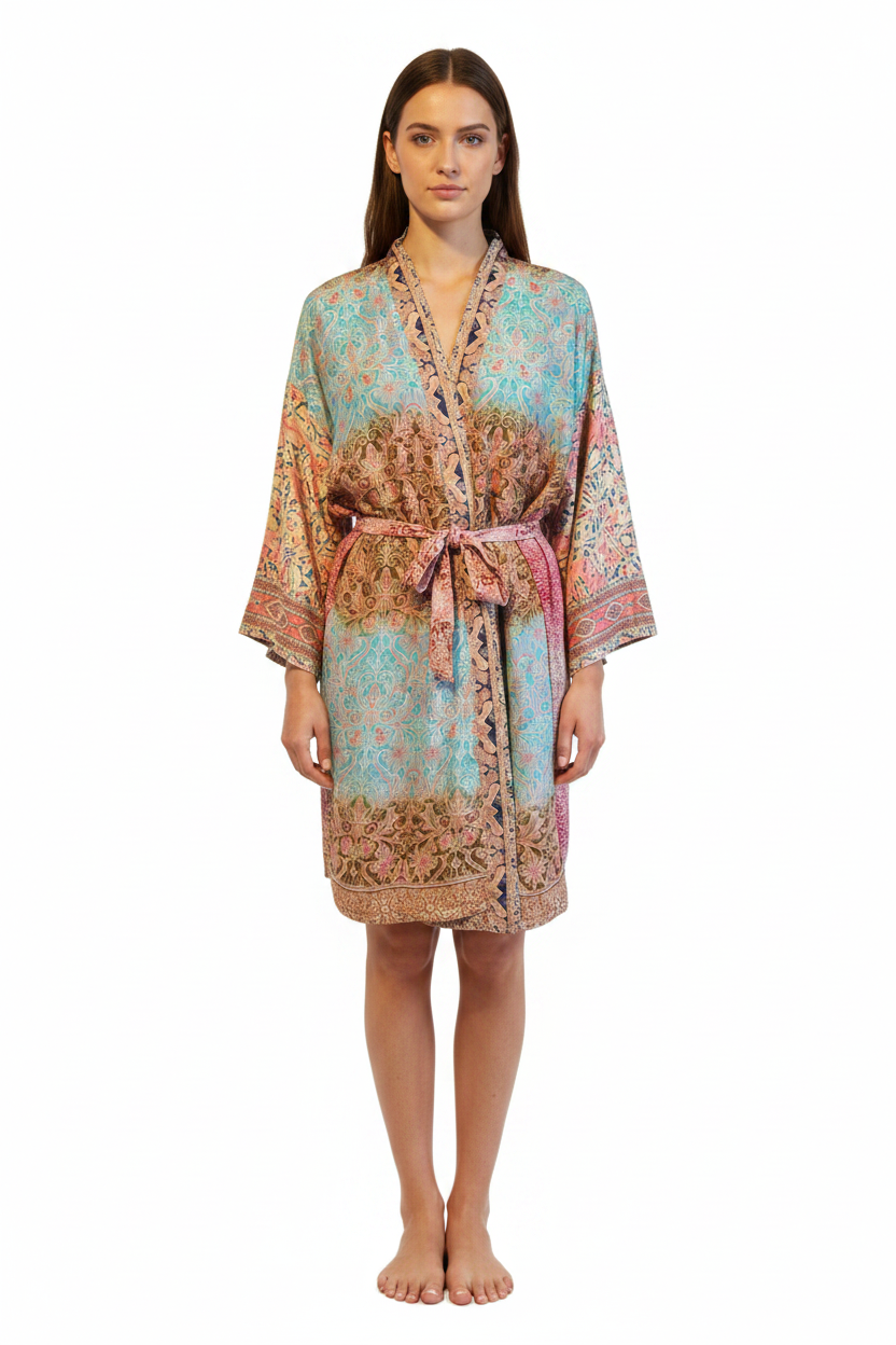 Fargerik kimono str one size