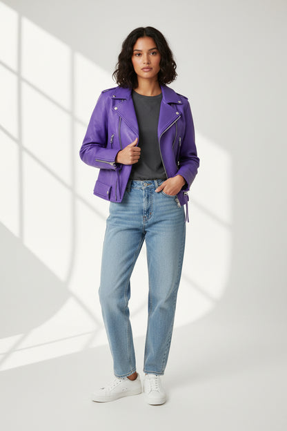Helt ny Acne lilla skinnjakke str 34