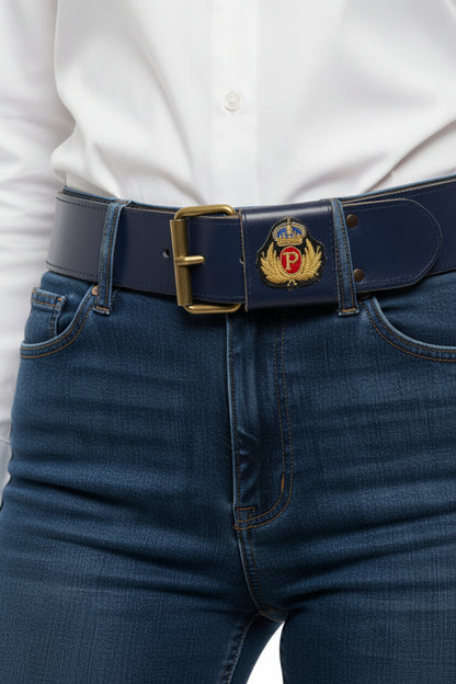 Vintage blått skinnbelte