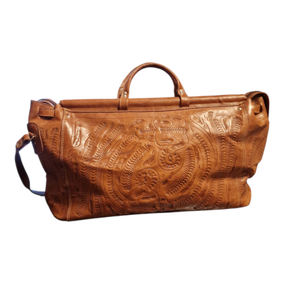 Stor brun weekendbag i skinn