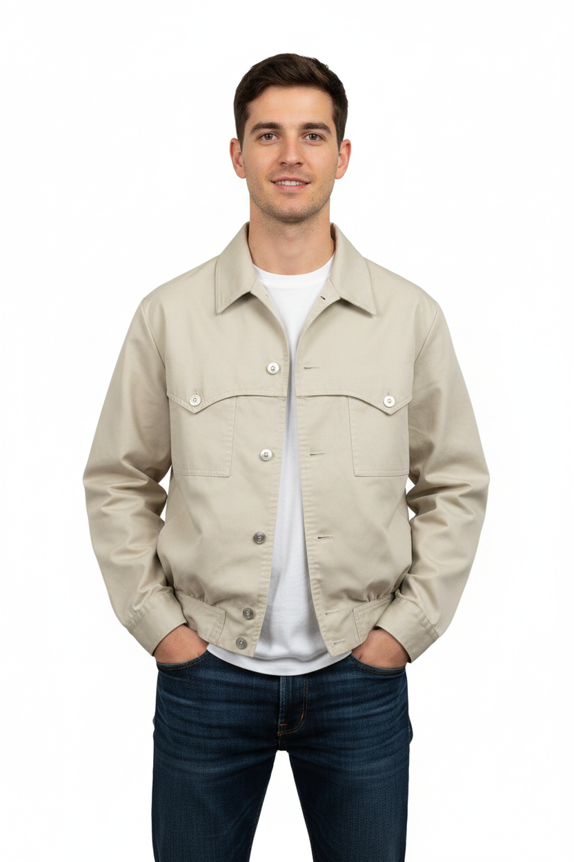 Retro kort beige jakke str M