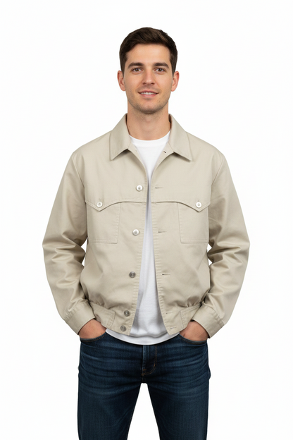 Retro kort beige jakke str M