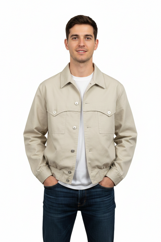 Retro kort beige jakke str M