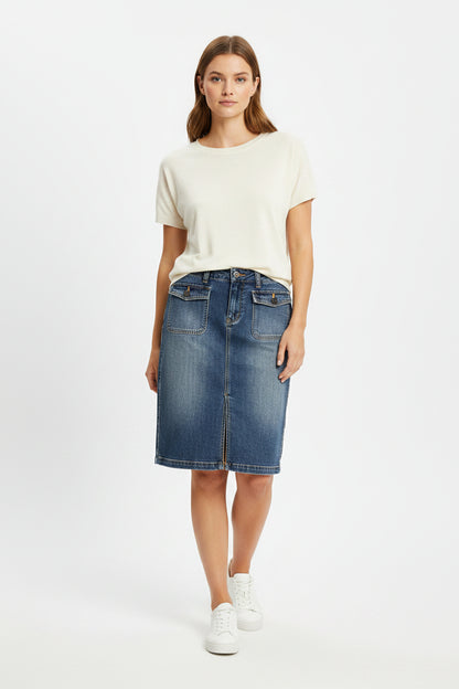Mørkt jeansskjørt str M