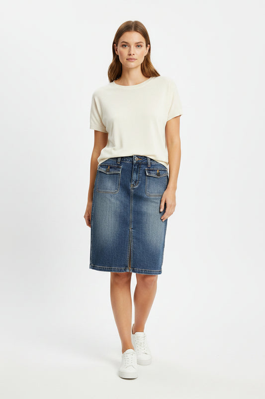 Mørkt jeansskjørt str M
