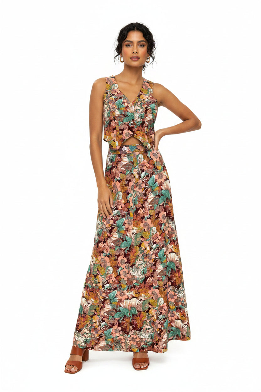 Vintage skreddersydd blomstrete sett str XS