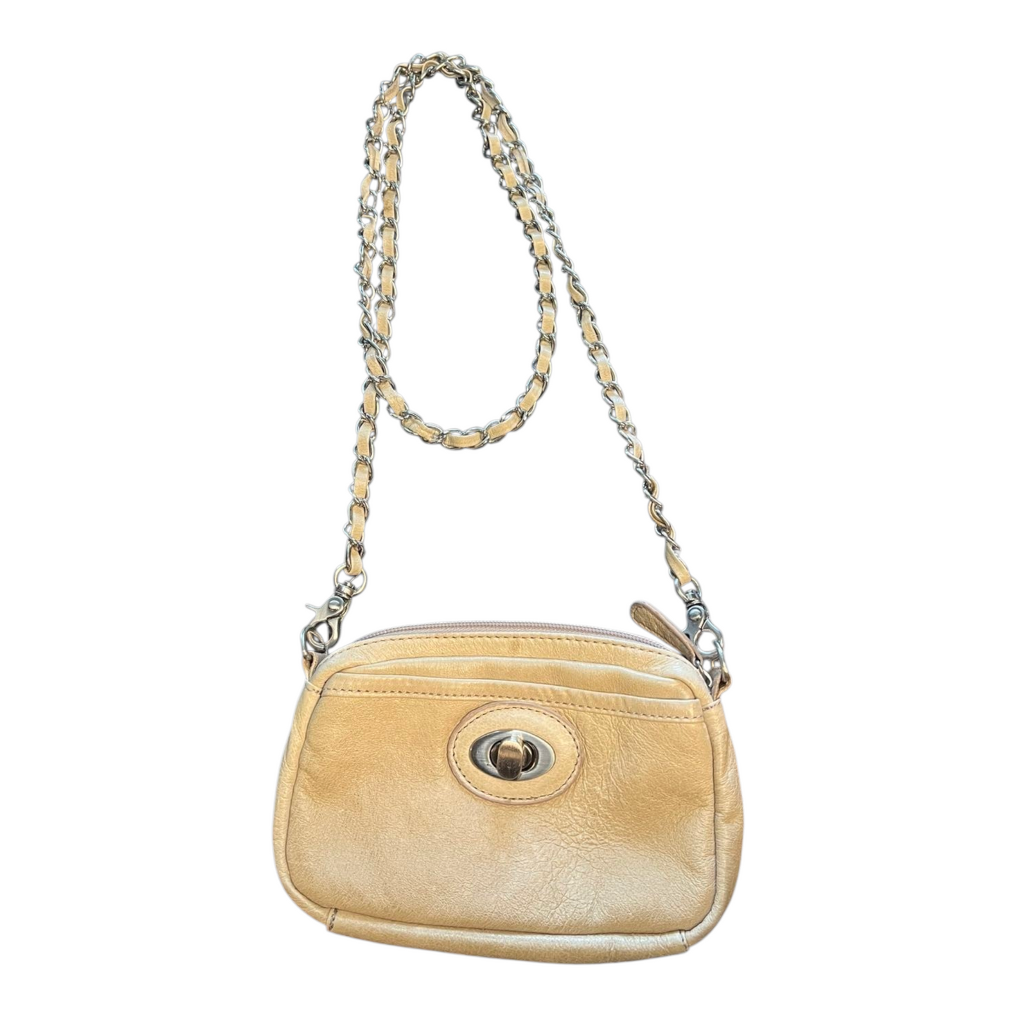 Beige liten skinnveske