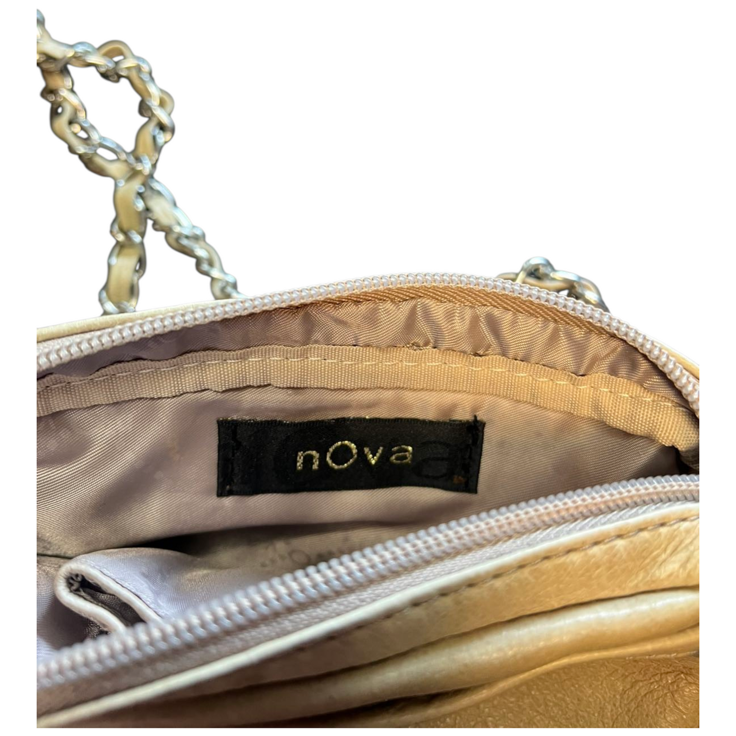 Beige liten skinnveske